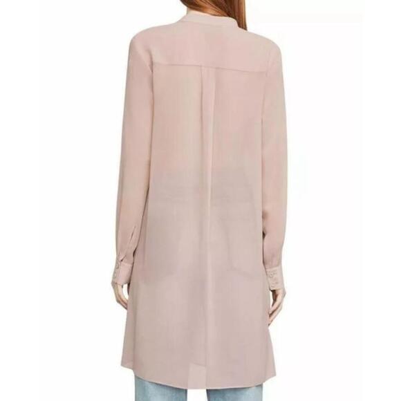 Women's BCBGeneration Pink Ruffle Trim Sheer Blouse Size XS Tunic Ruffle Top - Picture 2 of 9